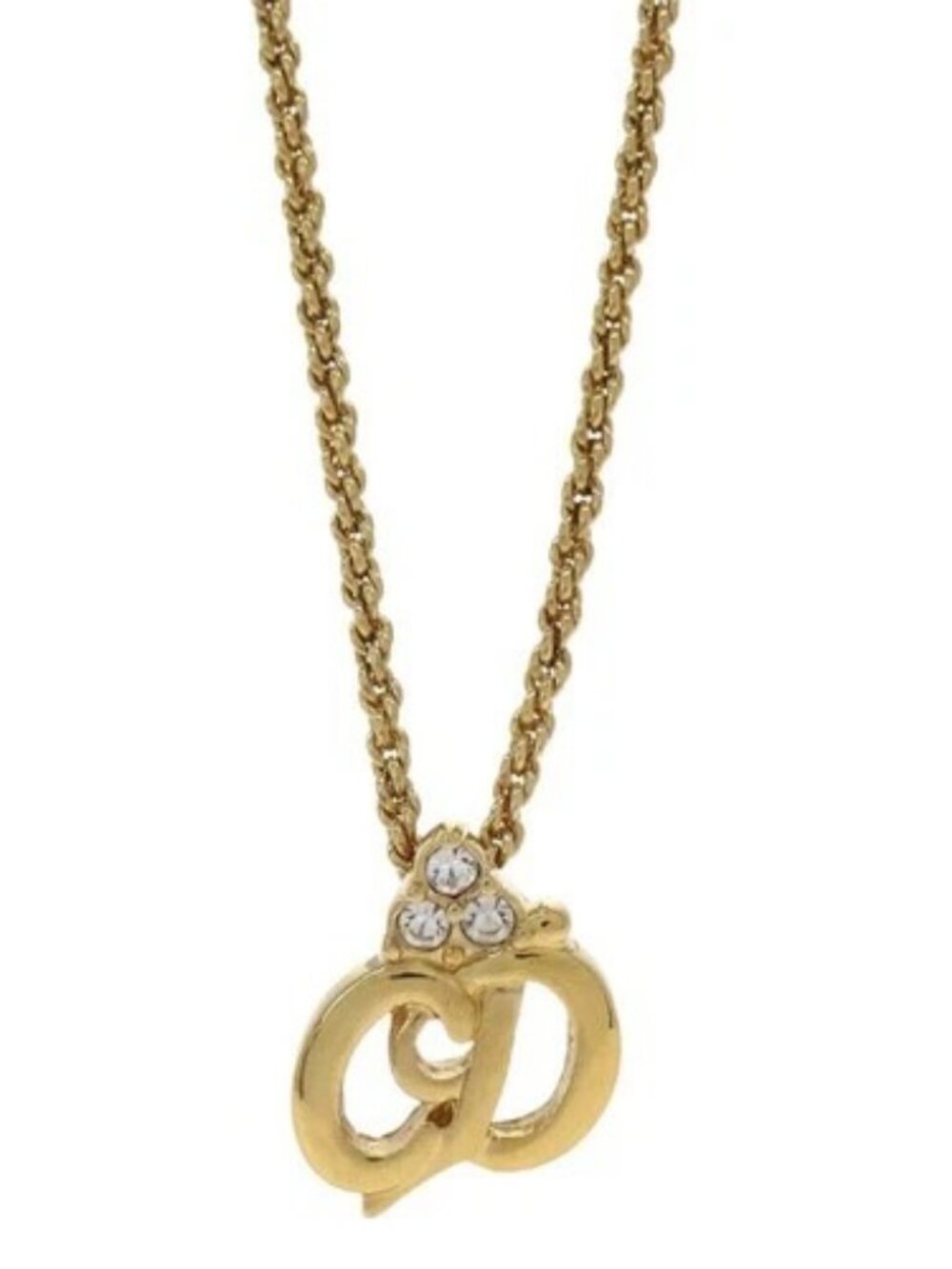 Christian Dior Necklace Pendant Gold Rhinestone 188408